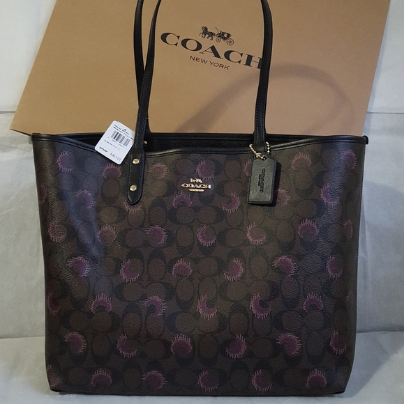 COACH REVERSIBLE CITY TOTE MOON PRINT - Picture 2 of 7